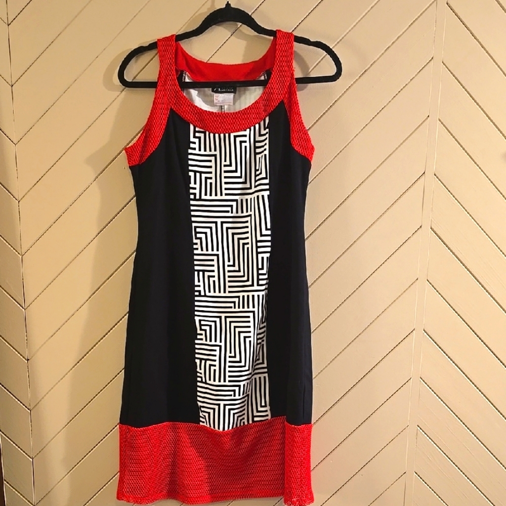 Stylish Black and Red Geometric Dress